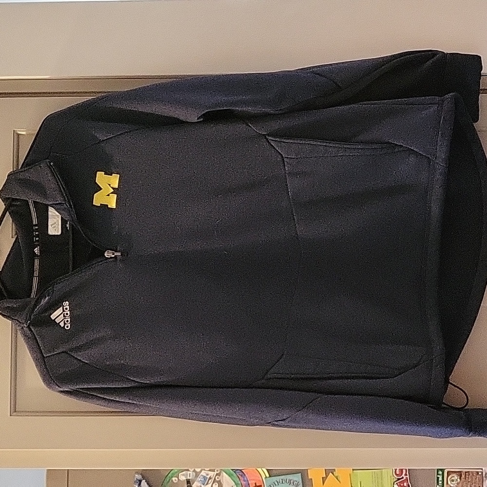 Michigan Heather Blue Adidas climawarm Quarter Zip